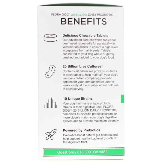 Flora Dog Probiotic 20 Billion CFU Chewable Tablets, VTP